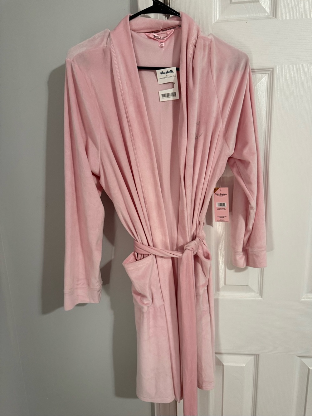 Juicy Couture Pink Plush Robe with Crystal Monogram